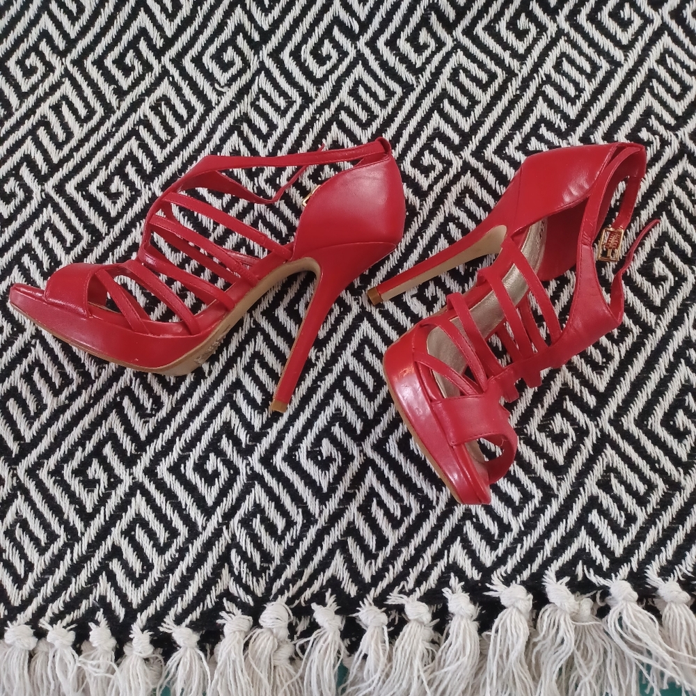 Red high heels from Bakers.